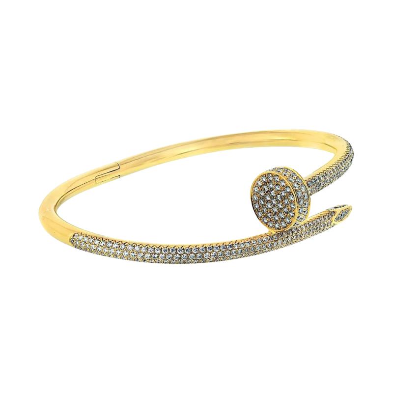  Cartier Cartier Juste Un Clou 18K Yellow Gold Pave Diamond Size 17 Bracelet