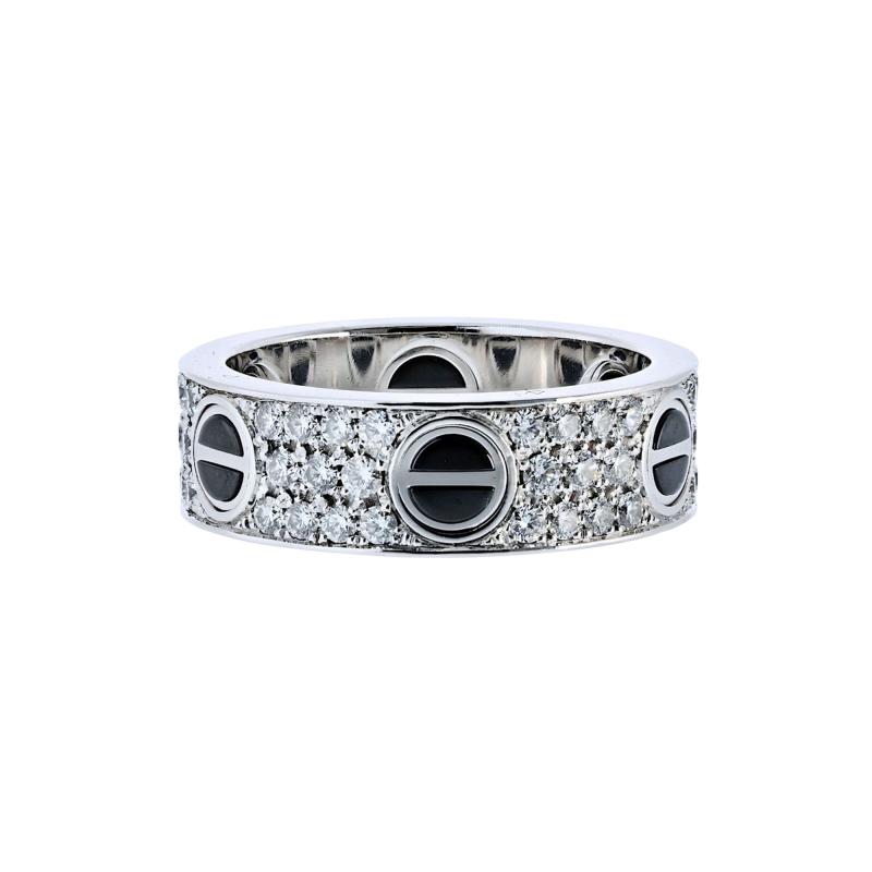  Cartier Cartier Love 18K White Gold Black Ceramic Motifs Ring