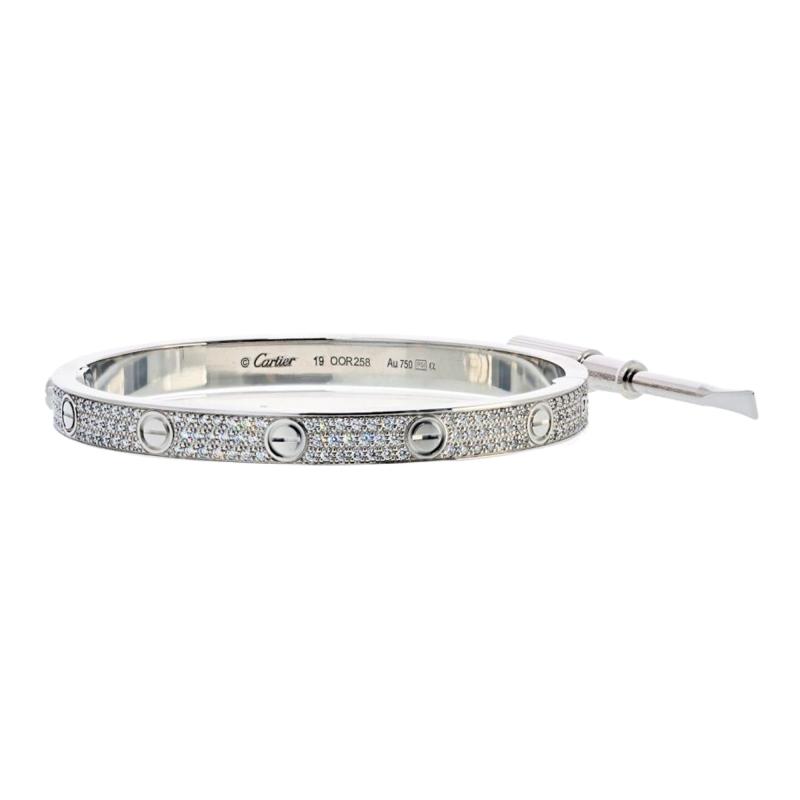  Cartier Cartier Love 18K White Gold Pave Diamonds Size 19 Bracelet