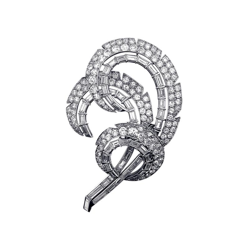  Cartier Cartier Mid 20th Century Diamond and Platinum Feather Brooch