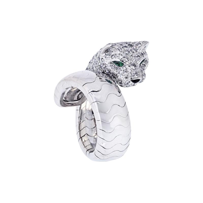  Cartier Cartier Panthere 18K White Gold Vintage Lakarda Panthere Ring