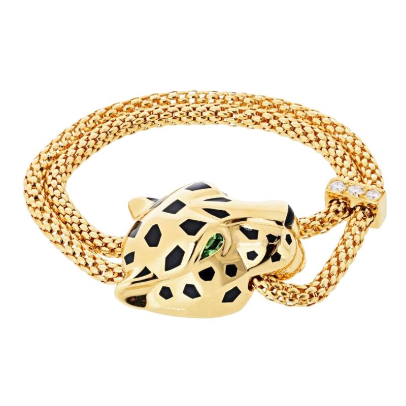  Cartier Cartier Panthere 18K Yellow Gold Size 14 Service Papers Bracelet