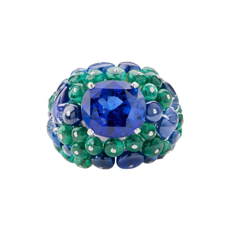  Cartier Cartier Paris Ceylon Sapphire and Emerald Boule Ring