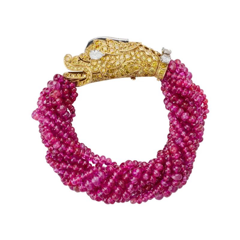  Cartier Cartier Paris Diamond and Ruby Chimera Head Bracelet