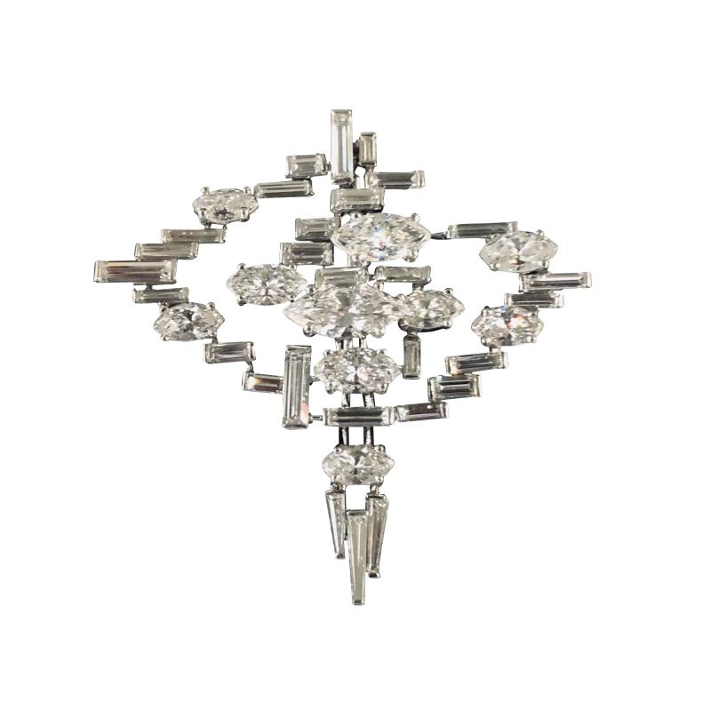  Cartier Cartier Signed Platinum Diamond Mid Century Comet Pin