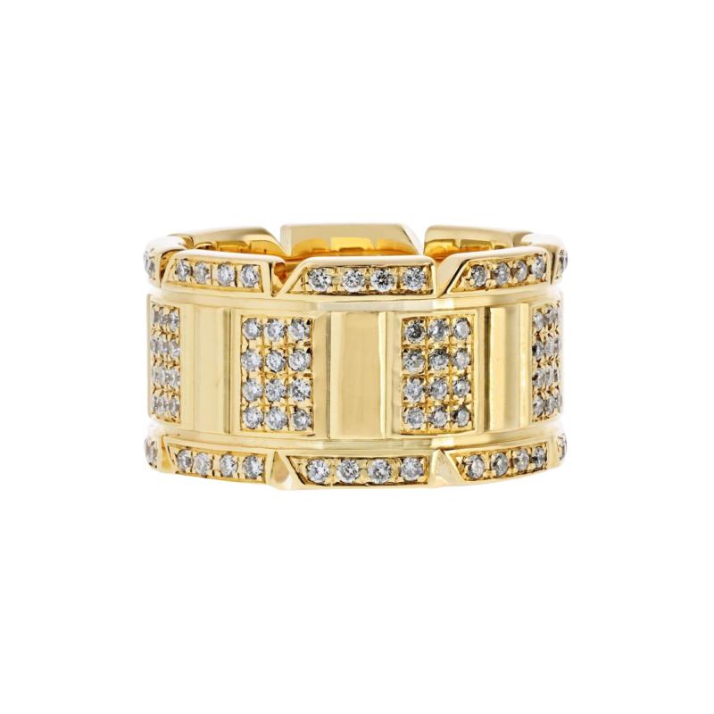  Cartier Cartier Tank Francaise 18K Yellow Gold 2 00cttw Round Diamond 11mm Wide Ring