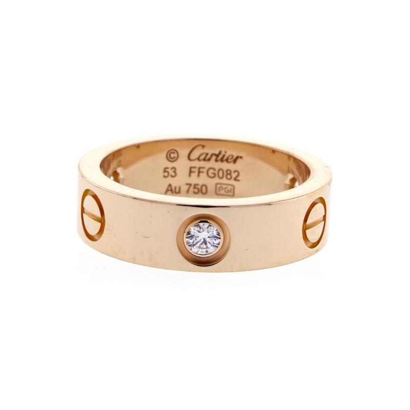  Cartier Cartier Three Diamond Pink Gold Love Ring