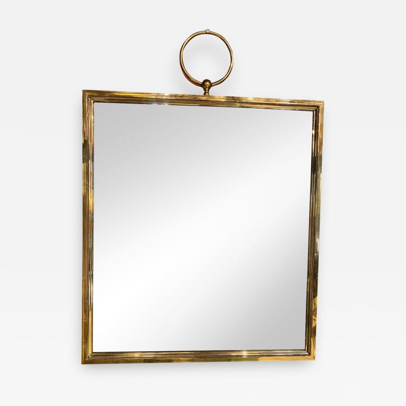  Cartier Large Square Brass Wall Mirror Italy 1960s