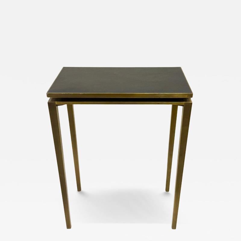  Cartier Rare French Mid Century Solid Bronze Leather Console Signed by Cartier Paris