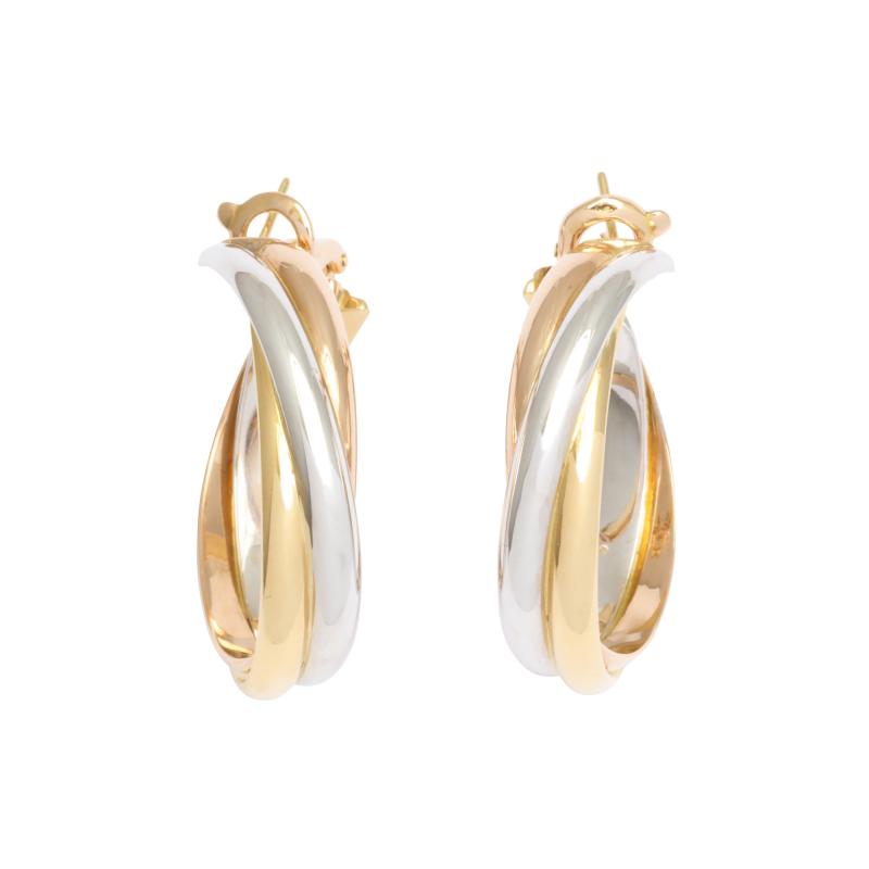  Cartier Tri colored 18K Gold Earrings by Cartier circa 1990s