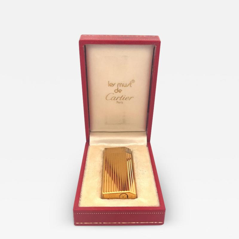  Cartier Vintage Cartier Paris Gold Vermeil Lighter with Original Cartier Fitted Box