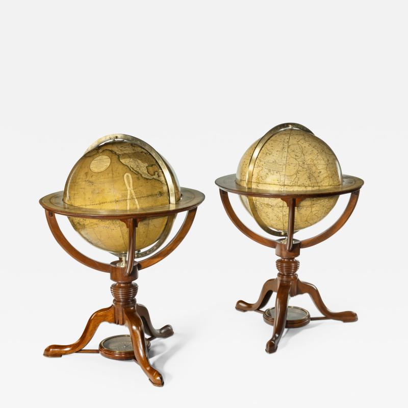  Cary s A pair of 12 inch table globes by G J Cary dated 1800 and 1821