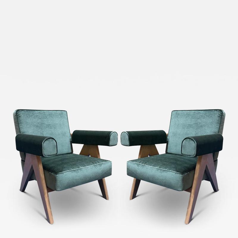  Cassina PAIR OF PIERRE JEANNERET 053 CAPITOL COMPLEX ARMCHAIR IN OSAKA SALVIA