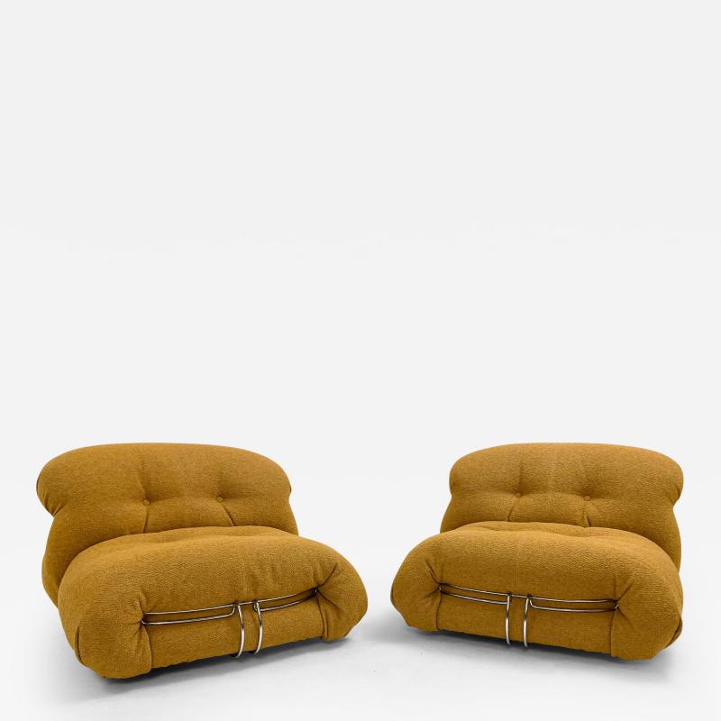  Cassina Pair of Yellow Soriana Lounge Chairs by Afra Tobia Scarpa for Cassina