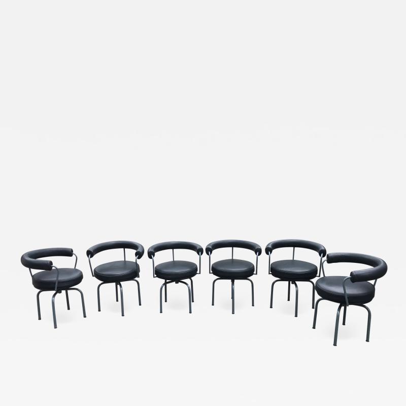  Cassina Set of Six Cassina Swivel Arm Chairs LC7 by Le Corbusier Perriand Jeanneret