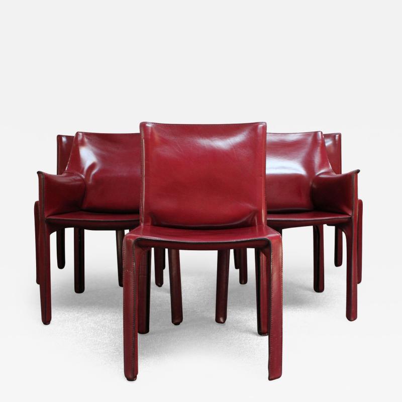  Cassina Set of Six Vintage Mario Bellini for Cassina CAB Chairs in Oxblood Leather