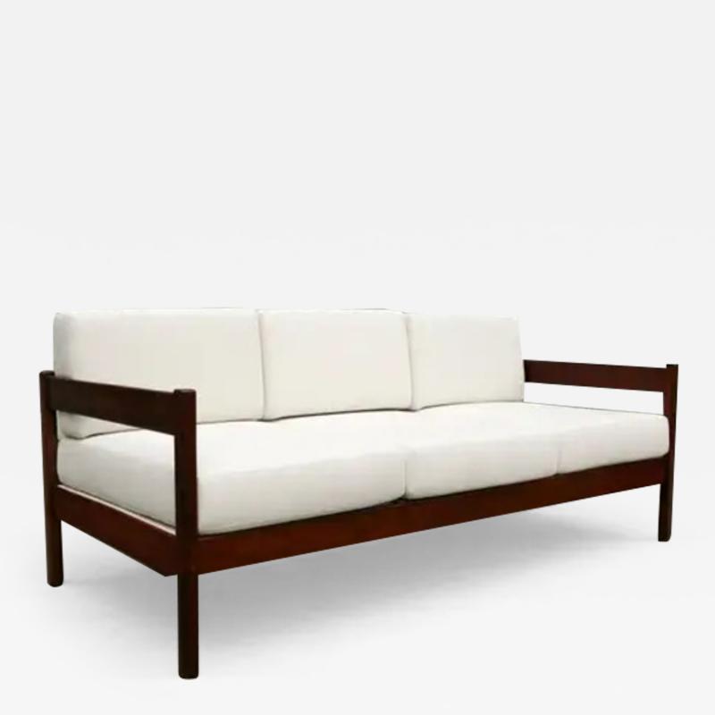  Celina Decora es Brazilian Modern Sofa in Hardwood White Fabric by Celina Decoracoes c 1960s