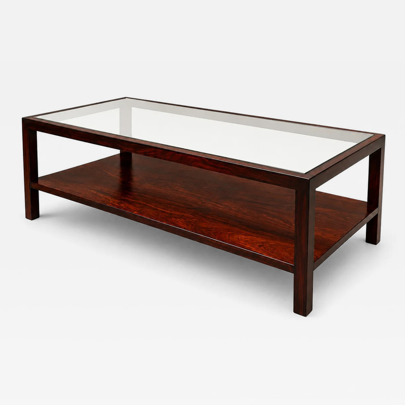  Celina Decora es Brazilian Two Tier Coffee Table in Rosewood and Glass by Celina Decora es