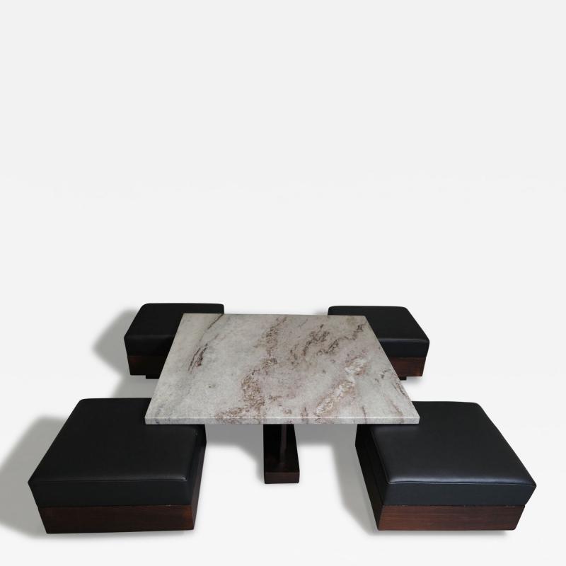  Celina Decora es Celina Decora es Brazilian Modern Rosewood Coffee Table With Ottoman Benches