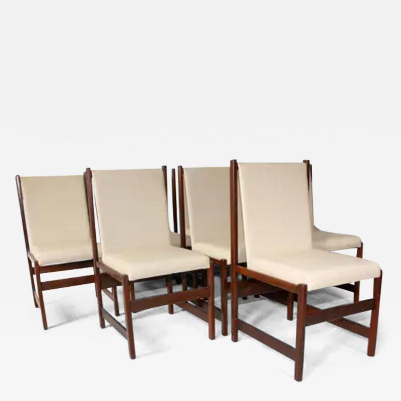  Celina Decora es Mid Century Modern 8 Dining Chair Set in Hardwood Beige Leather by Celina 1960s