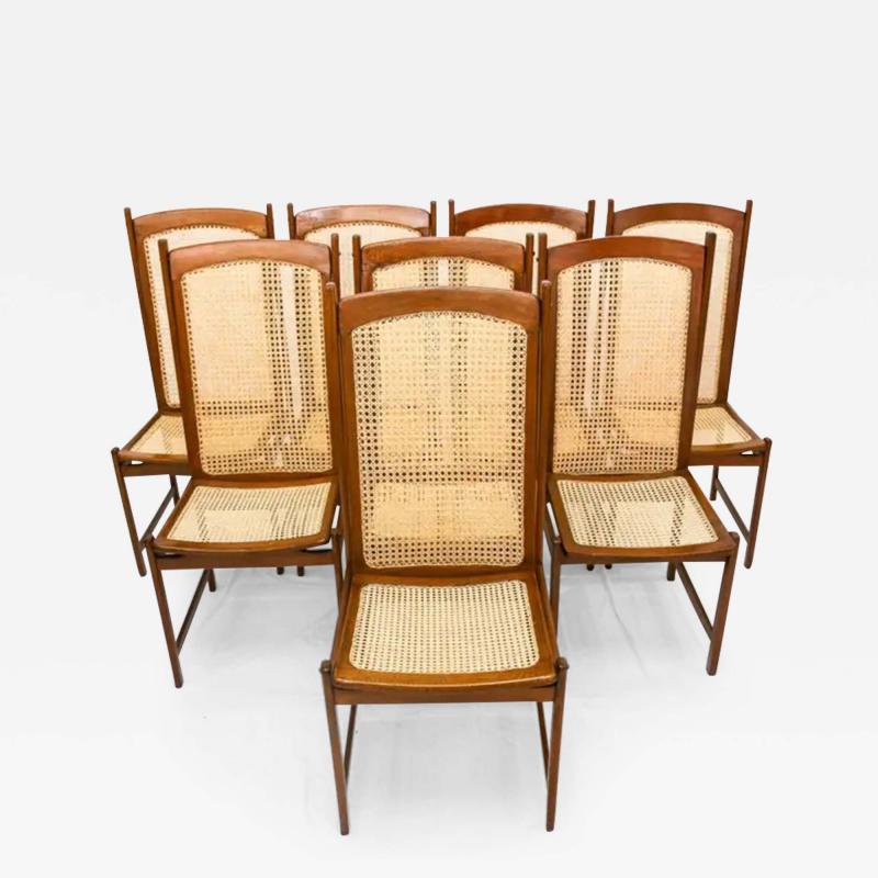  Celina Decora es Mid Century Modern Dining Chair Set in Hardwood Caning Celina Brazil 1960s