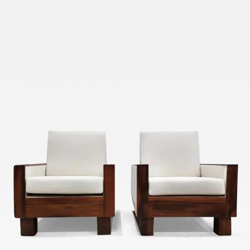  Celina Decora es Pair of Armchairs in Hardwood and Fabric by Celina c 1960 Brazil