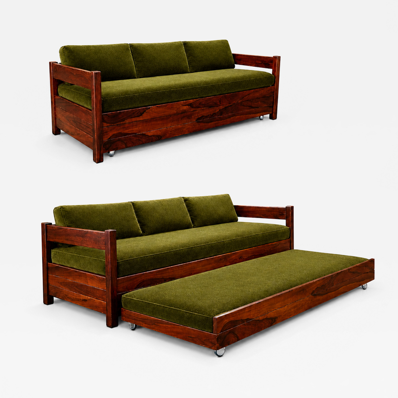 Celina Decora es Two in One Rosewood Sofa Daybed in Deep Olive Mohair Celina