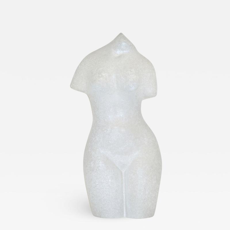  Cenedese 1960s Italian White Scavo Murano Glass Nude Figure