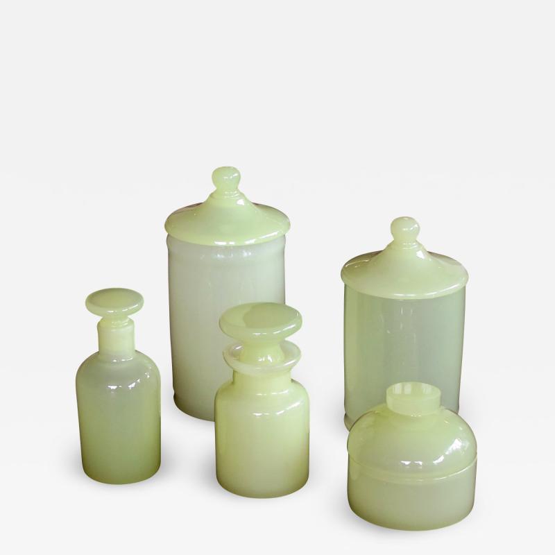  Cenedese A Set of Murano Cenedese Vessels of Pale Chartreuse Opaline Glass