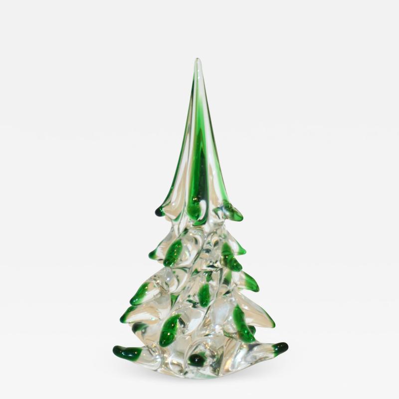  Cenedese Cenedese 1980 Italian Modern Forest Green Spike Murano Glass Tree Sculpture