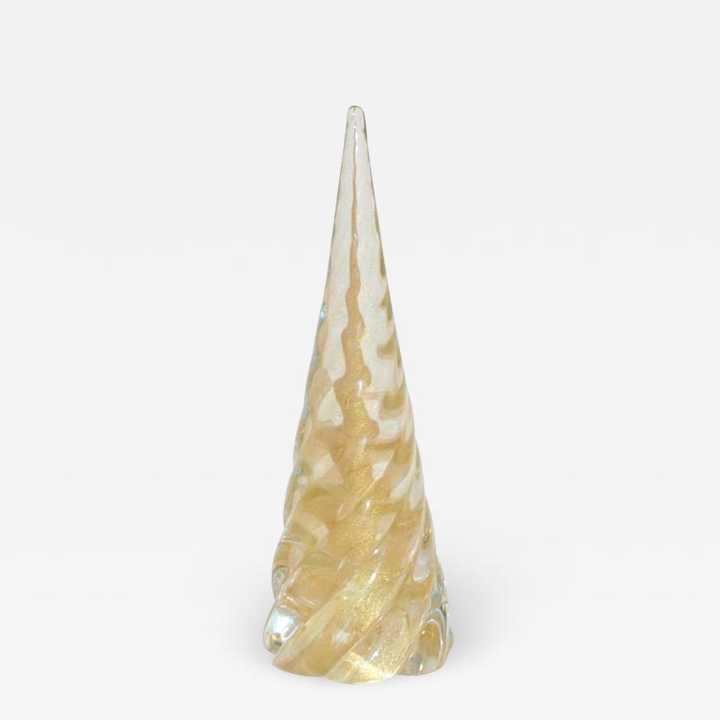  Cenedese Cenedese 1980s Italian Modern 24K Gold Dust Crystal Murano Glass Tree Sculpture