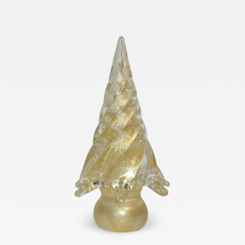  Cenedese Cenedese 1980s Italian Modern 24K Gold Dust Twisted Murano Glass Tree Sculpture