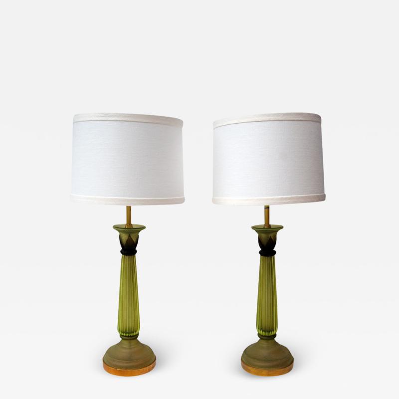  Cenedese Cenedese Green Corroso Glass Column Lamps