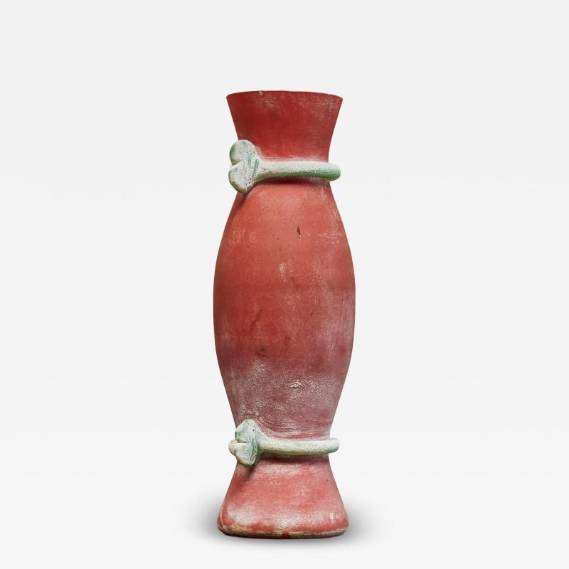  Cenedese Cenedese Murano Attributed Scavo Vase in Red and Green Italy 1960s