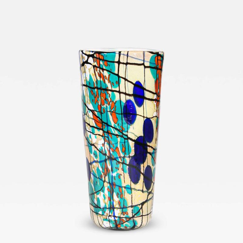  Cenedese Multicolor hand blown glass vase by Cenedese