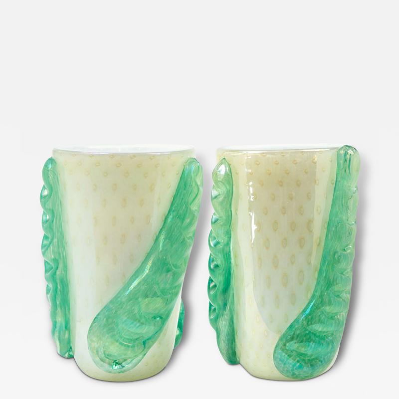  Cenedese Pair of Large Murano Blown Vases