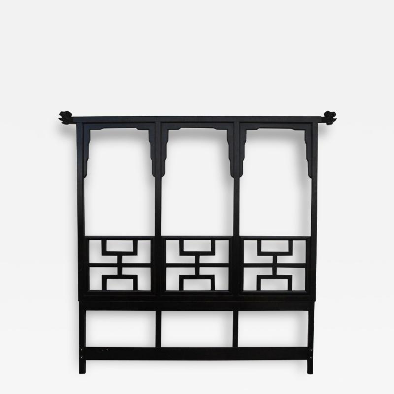  Century Furniture 93 Black Lacquered Chin Hua Headboard by Century Furniture