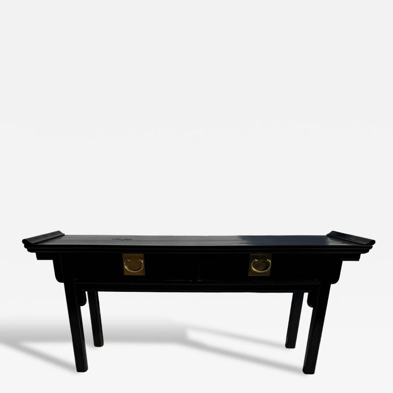  Century Furniture Century Furniture Black Lacquer and Brass Ming Style Console