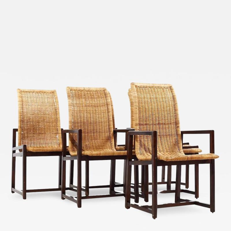  Century Furniture Century Furniture Mid Century Cane and Walnut Dining Chairs Set of 6