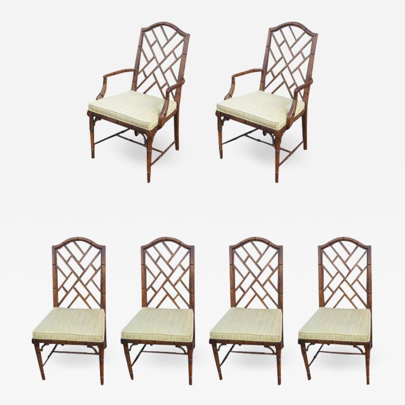  Century Furniture Set of 6 Chinese Chippendale Dining Chairs by Century Furniture