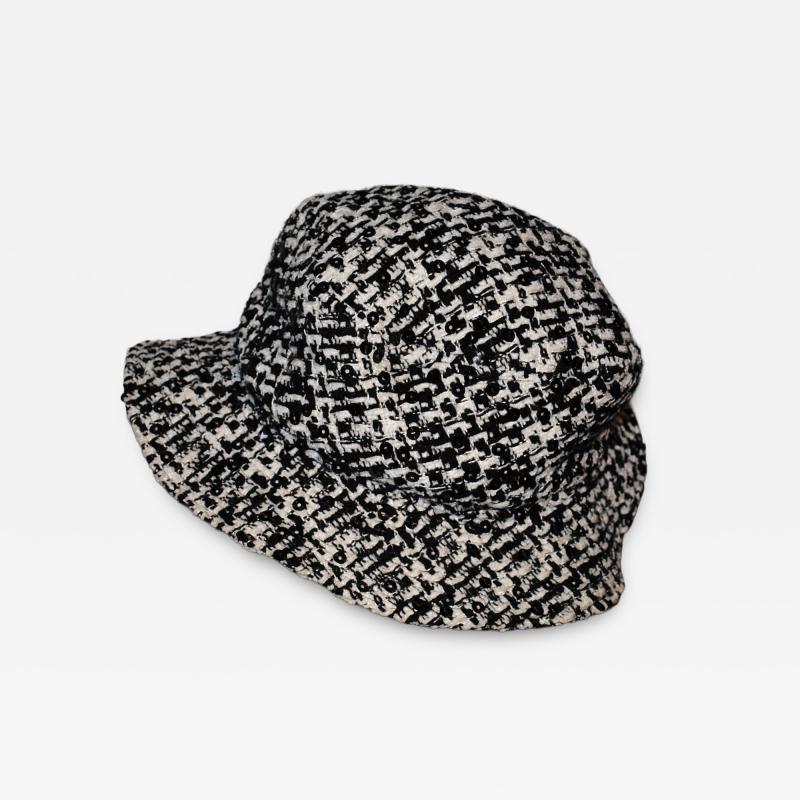  Chanel Vintage Chanel boucle tweed brimmed hat