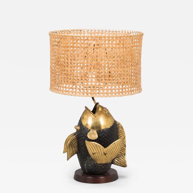  Chapman Manufacturing Company Bronze Koi Lamp 1970s