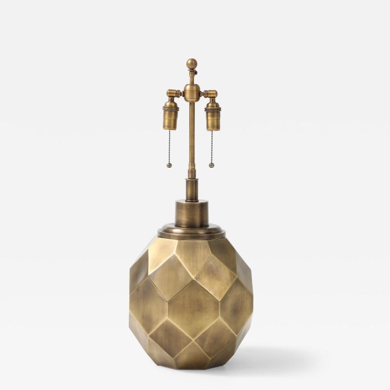  Chapman Manufacturing Company Pair of Large Geodesic Antiqued Brass Lamps by Chapman 