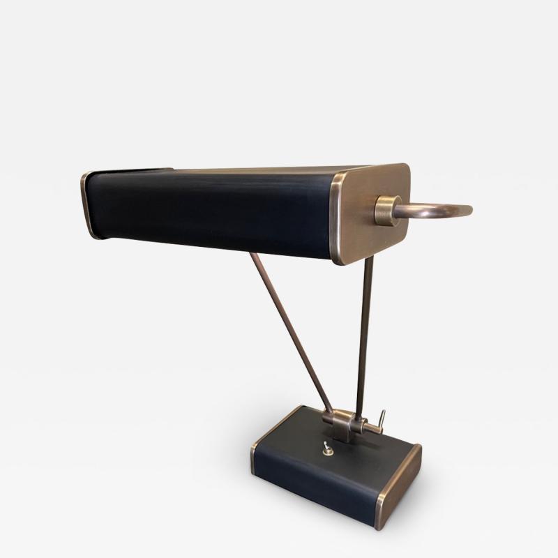  Chapman Mfg Co Chapman Lighting 1940s Brushed Brass and Ebonized Metal Articulated Desk Lamp