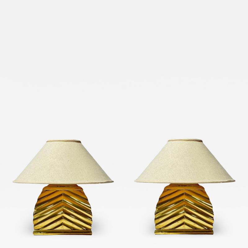  Chapman Mfg Co Chapman Pair Brass Sculptural Table Lamps 1960