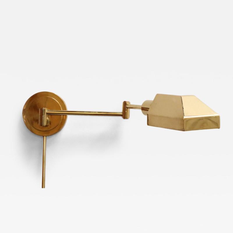  Chapman Mfg Co Vintage Polished Brass Swing Arm Wall Lamp with Swiveling Shade by Chapman