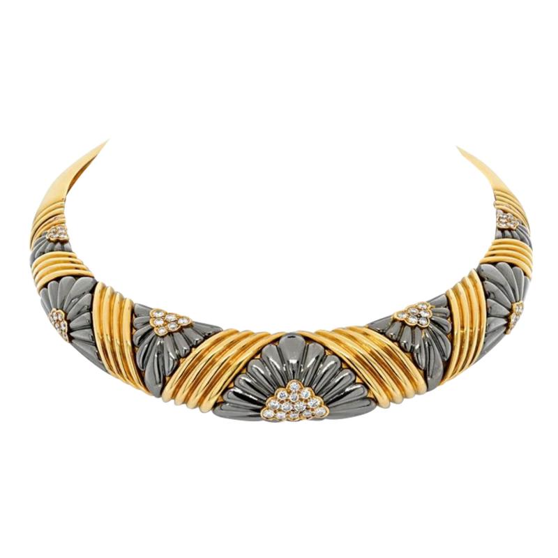  Chaumet CHAUMET 18K YELLOW GOLD DIAMOND BLACK RHODIUM COLLAR NECKLACE