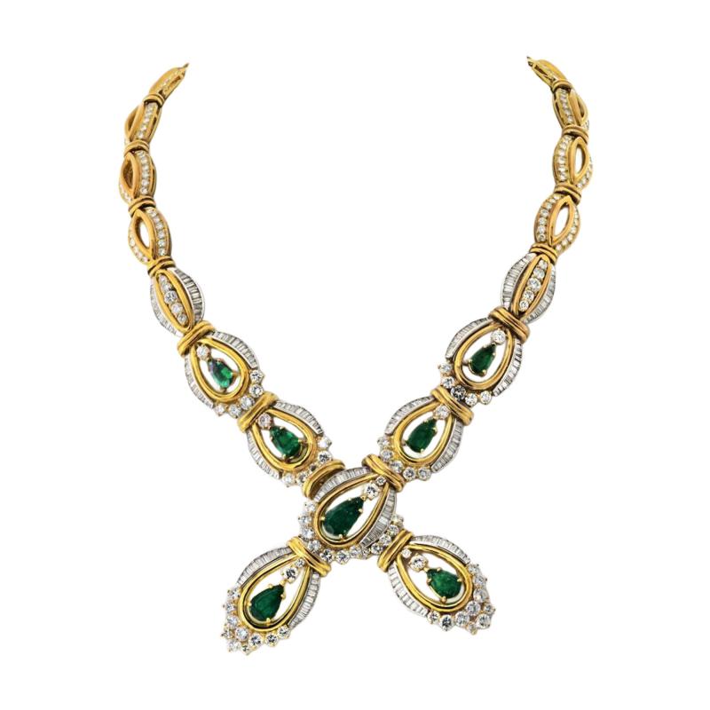  Chaumet Chaumet Emerald Platinum 18K YGDiamond And Green Emerald Ladies Necklace