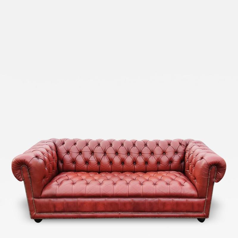  Chesterfield English Chesterfield Cardovian Oxblood Tufted Leather Sofa