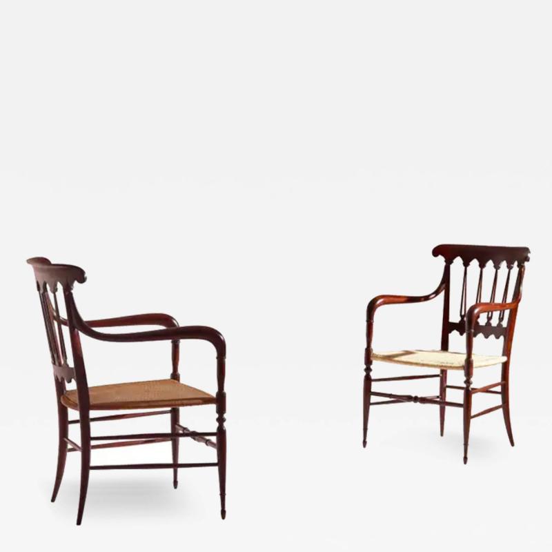  Chiavari A Colombo Sanguineti pair of beech Spade armchairs Chiavari Italy 1950s